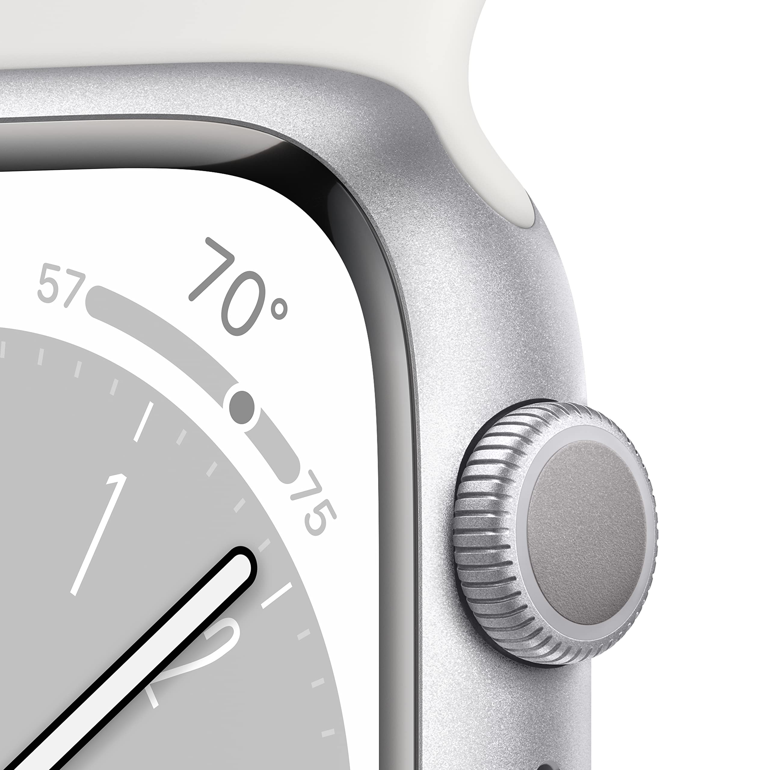 Apple Watch Series 8 (GPS) 41mm Aluminum Case w/ White Band - M/L Silver - MP6M3LL/A