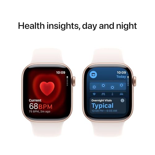 Apple Watch Series 10 - (GPS + Cellular) - 42mm Rose Gold Aluminum Case with Light Blush Sport Band - S/M - MWX93LW/