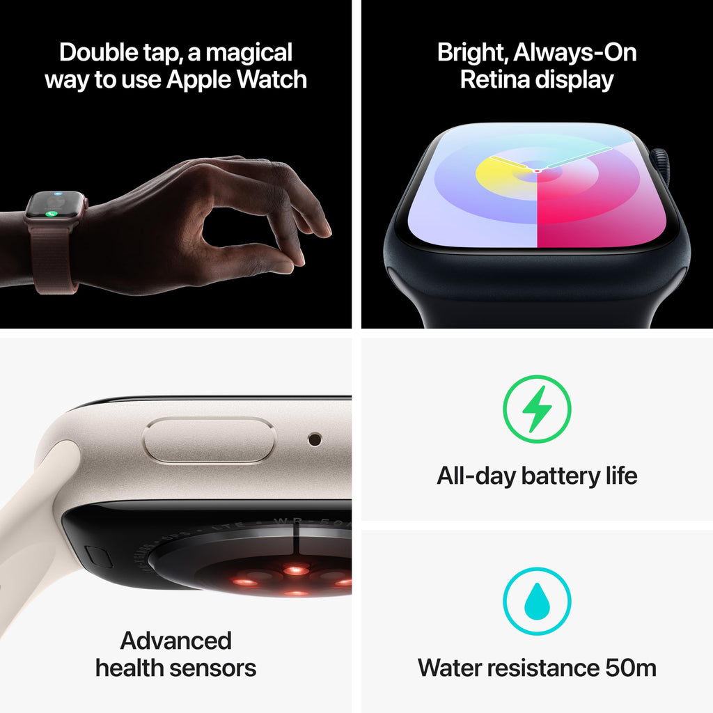 Apple Watch Series 9 (GPS + Cell) 45mm Pink Aluminum Case with Light Pink Sport Loop (Adjustable) - MRMM3LL/A