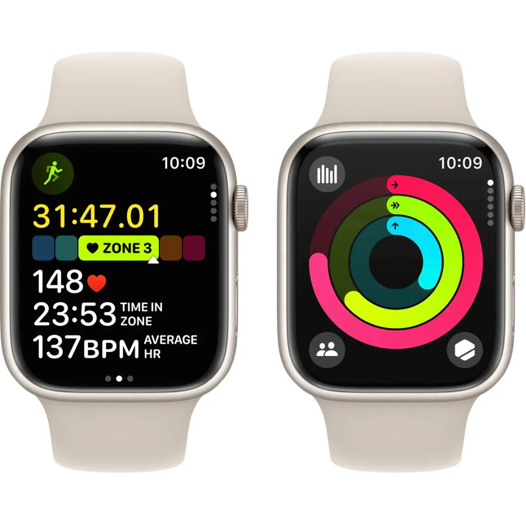 Apple Watch Series 9 (GPS+Cell) 45mm Aluminum Case - Starlight Sport Band (M/L) - Starlight