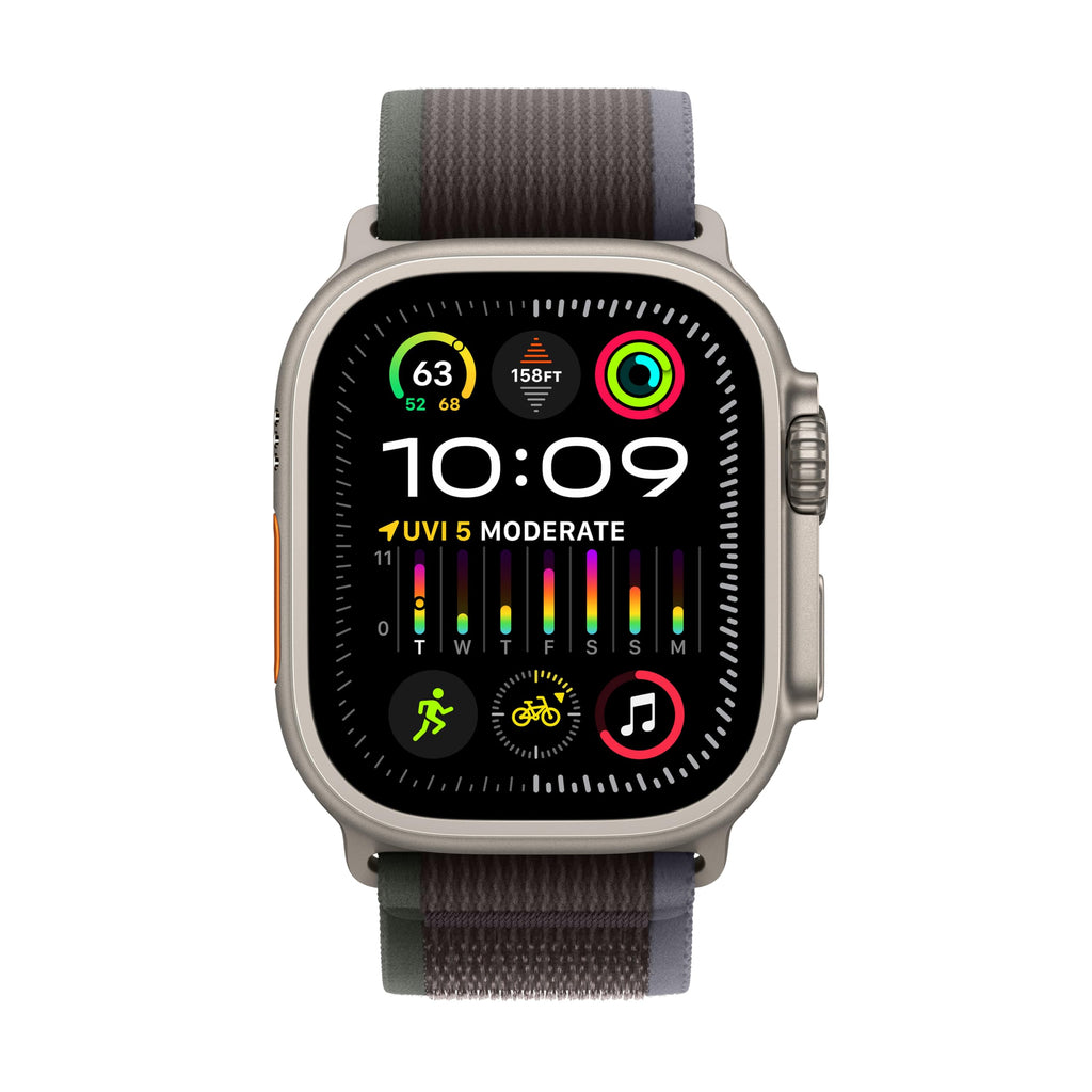 Apple Watch Ultra 2 (GPS + Cellular) 49mm Titanium Case with Blue/Black Trail Loop (Small/Medium) - MRF53LW/A