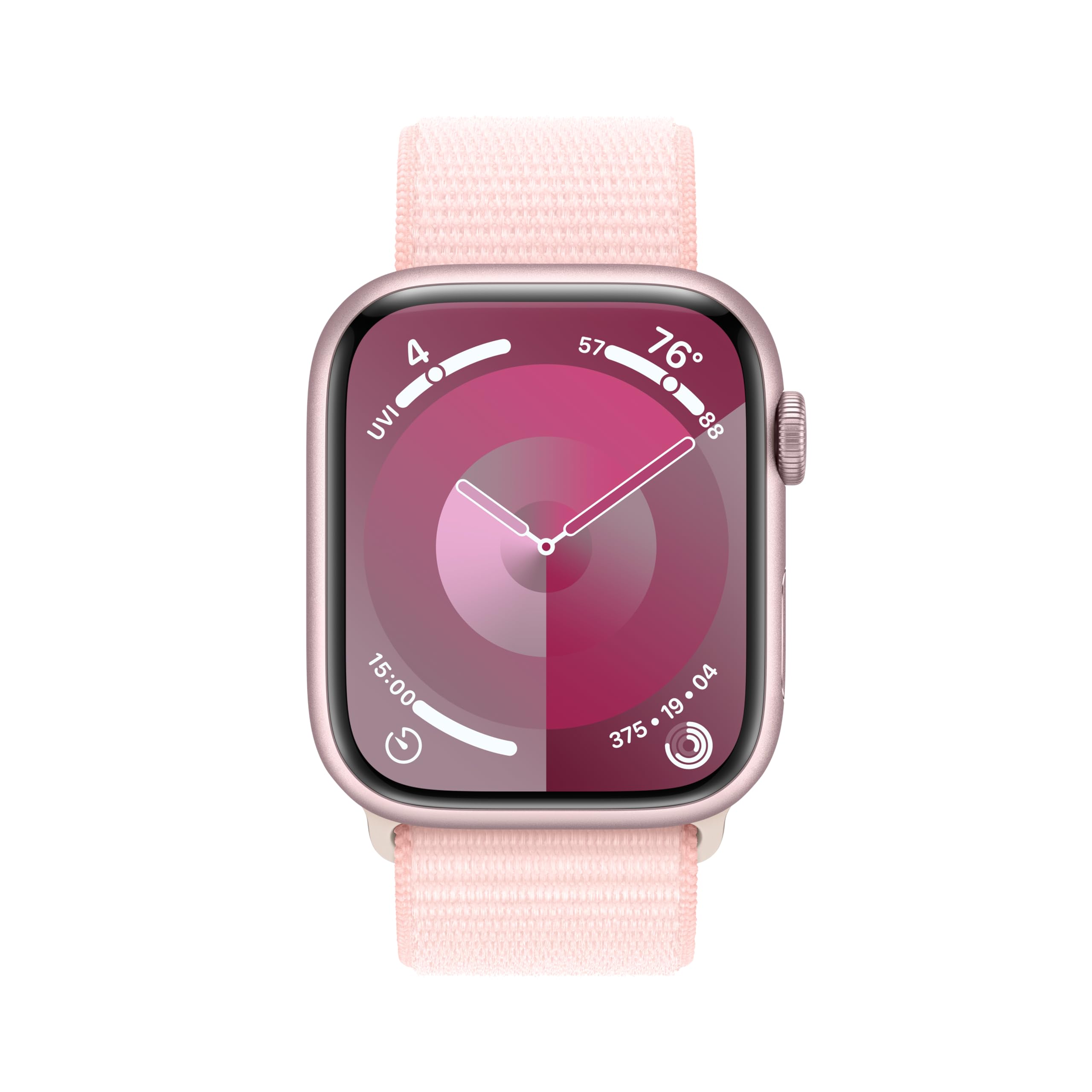 Apple Watch Series 9 45mm GPS - Pink Aluminum Case with Light Pink Sport Loop (Adj) - MR9J3LL/A