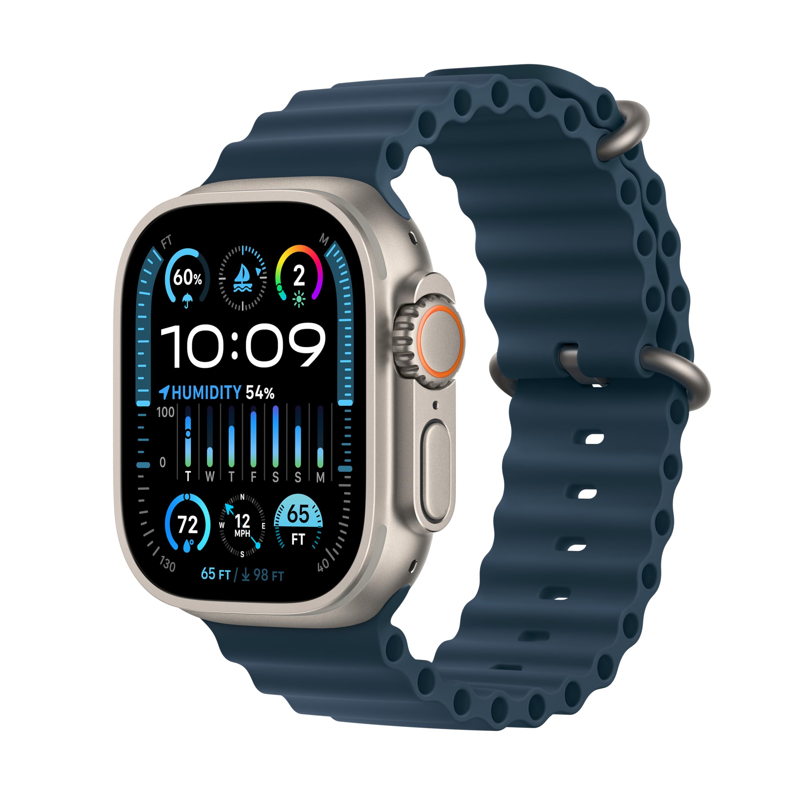 Apple Watch Ultra 2 [GPS + Cellular 49mm] Smartwatch with Rugged Titanium Case & Blue Ocean Band - MREG3LL/A