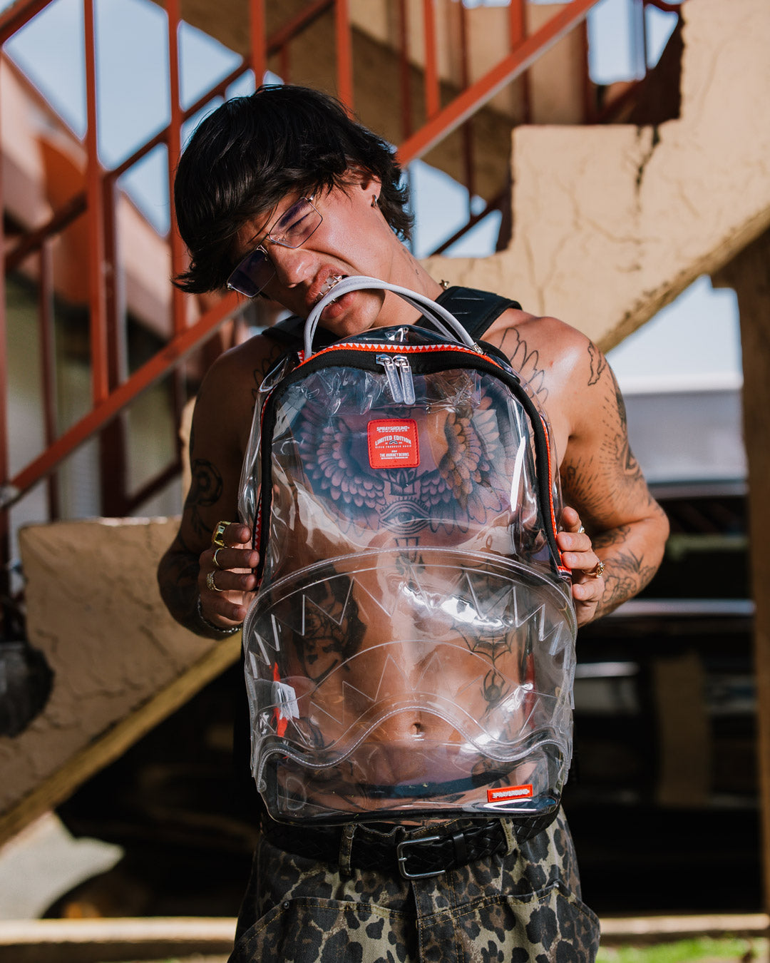 100% CLEAR BACKPACK SHARK